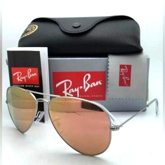 LIKE NEW Ray-Ban Pink Mirror Flash Aviator RB3025 Sunglasses Men and Women - Picture 4 of 16